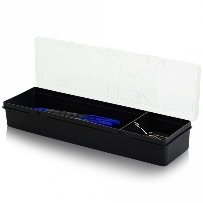 WHATMORE ORGANIZER 29CM 2 DIVISIONS GRAPHITE CLEAR WHATMORE ΘΗΚΗ ΟΡΓΑΝΩΣΗΣ 29CM 2 ΘΕΣΕΩΝ ΓΡΑΦΙΤΗΣ ΜΕ ΔΙΑΦΑΝΟ ΚΑΠΑΚΙ